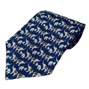 Paul Fredrick Men's Blue White Animal Print Adjustable Pointed Neck Tie
